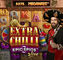Live Slot with Game host and Extra Chilli Epic Spins in front of image
