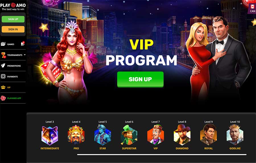 VIP program at Playamo casino