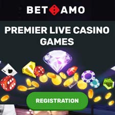 Betamo graphic showing live casino games and registration btn