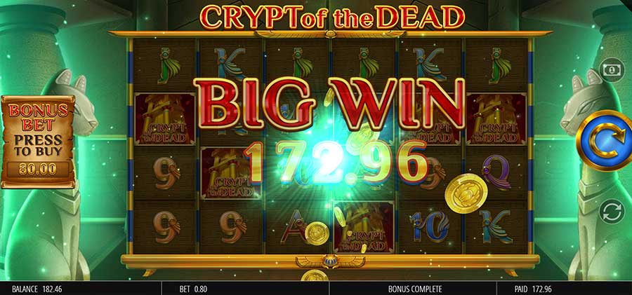 Big win at Crypt of Dead with 80 cent stake.