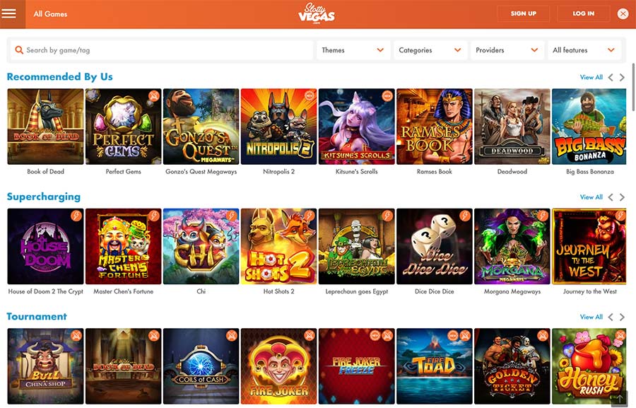 Casino Games overview at Slotty Vegas