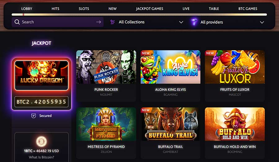7Bit Casino lobby. Overview of games and filters