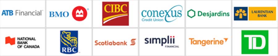 Credit Unions like Desjardins Tangerine andBrazilian banks all work with Interac 