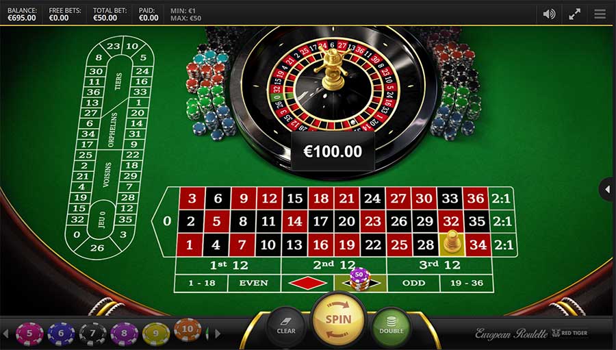 d'Alembert system at an European roulette table