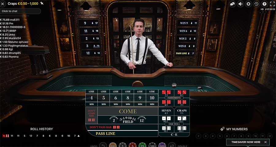 Playing online craps from Evolution at an online casino