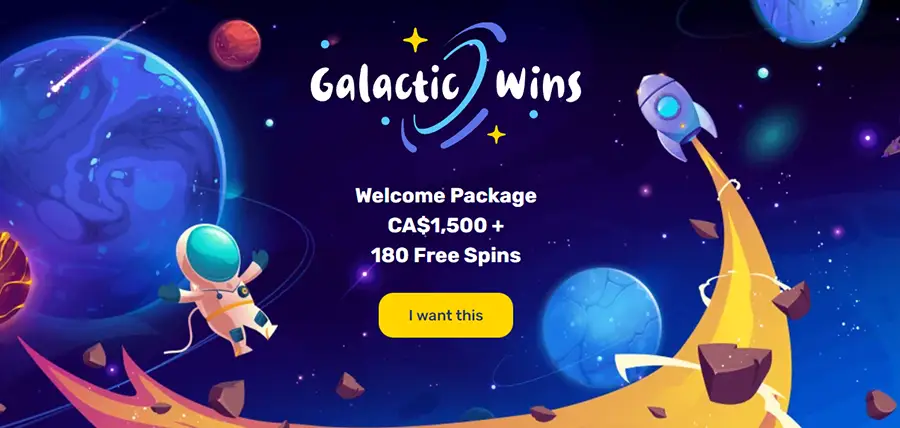 Galactic Wins updated website bonus offer for players from Brazil