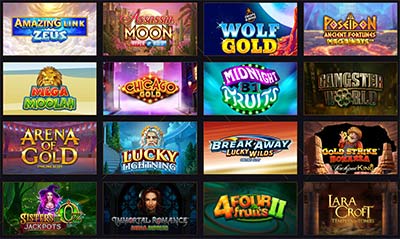 21 casino offers a lot of games. On the image is a selection of jackpot slots visible
