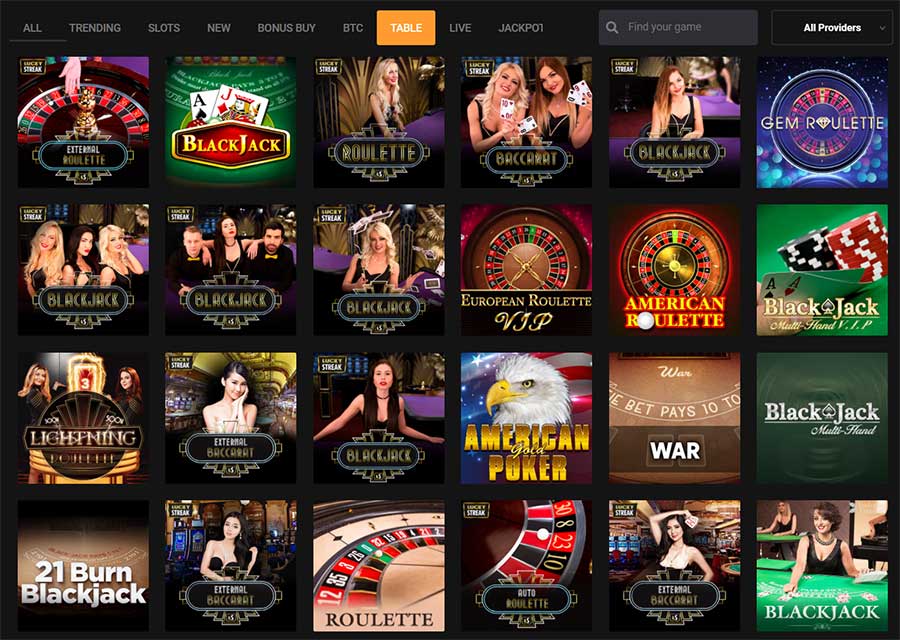Live casino games and virtual table games to play for fun or for real money