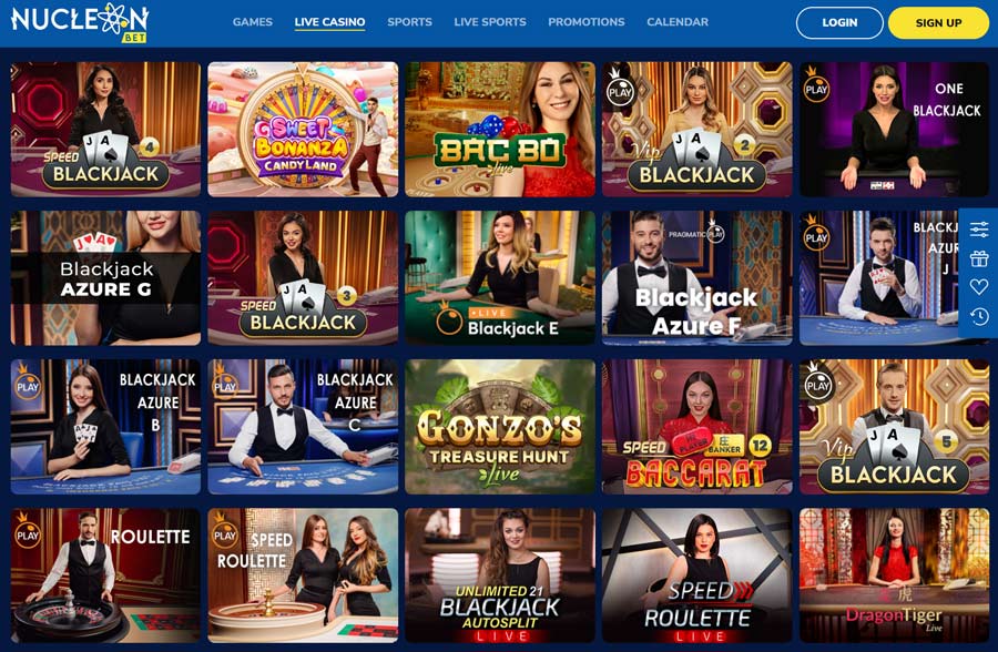 Live Casino games are also represented at Nucleonbet.