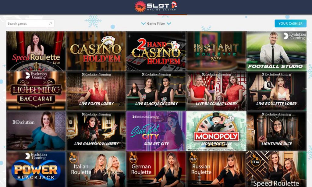 Live casino games on SlotV