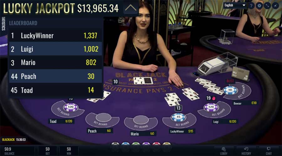LuckyStreak live dealer at online Blackjack table