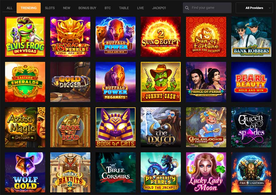 Play all your favourite video slots and live casino games here