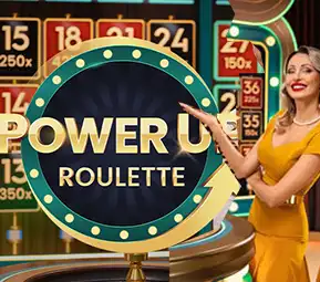 Live Game host presents PowerUp Roulette
