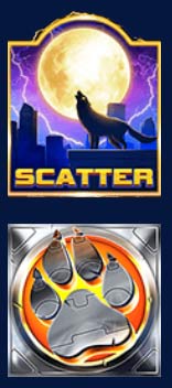 Wild and scatter symbols for the Endorpina slot: Cyber Wolf