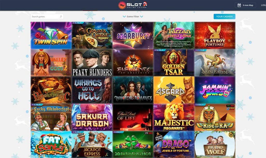 Selection of online slots at SlotV casino